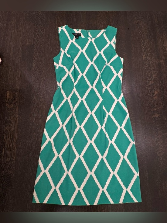 Alyx Dresses & Skirts - ALYX Teal and White Geometric Midi Sheath Dress